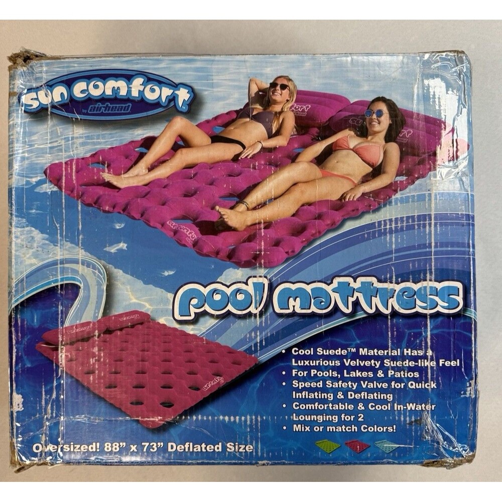 Airhead SUN COMFORT COOL SUEDE Double Pool Mattress Raspberry NEW